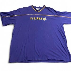 Vintage Men’s Minnesota Vikings Shirt Purple NFL Football V Neck Size 2XL